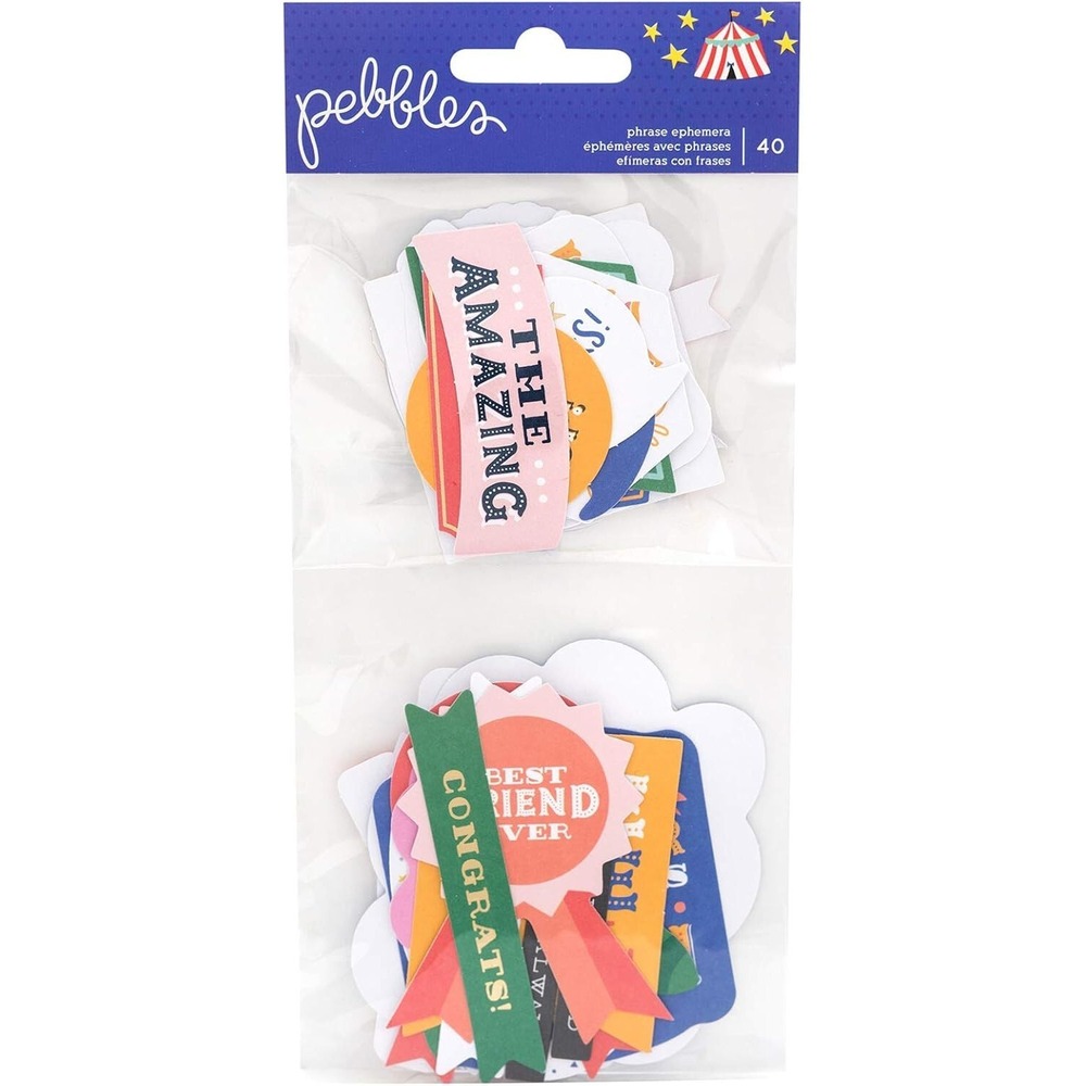 Pebbles Phrase Ephemera Unisex OS Multicolor NEW Foil Die-Cut Icons 40pc